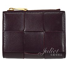 【茱麗葉精品】全新精品 BOTTEGA VENETA 專櫃商品 651381 大格編織釦式零錢短夾.深紫紅 現貨