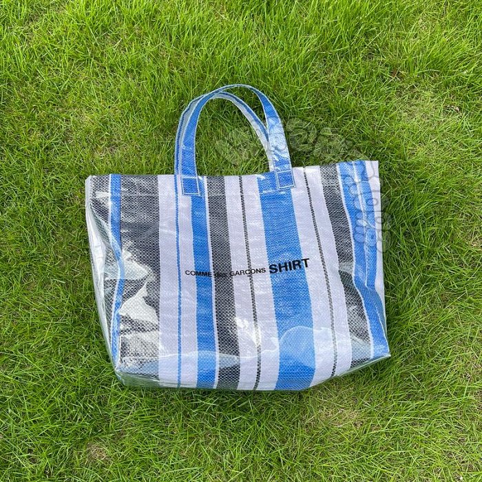 編織袋包包條紋購物袋大包包 PVC防水單肩手提托特包沙灘包 時尚手拎包