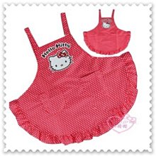 ♥小花花日本精品♥ Hello Kitty 紅色點點 大口袋 好用衛生清潔乾淨 廚房專用花邊圍裙 11061205