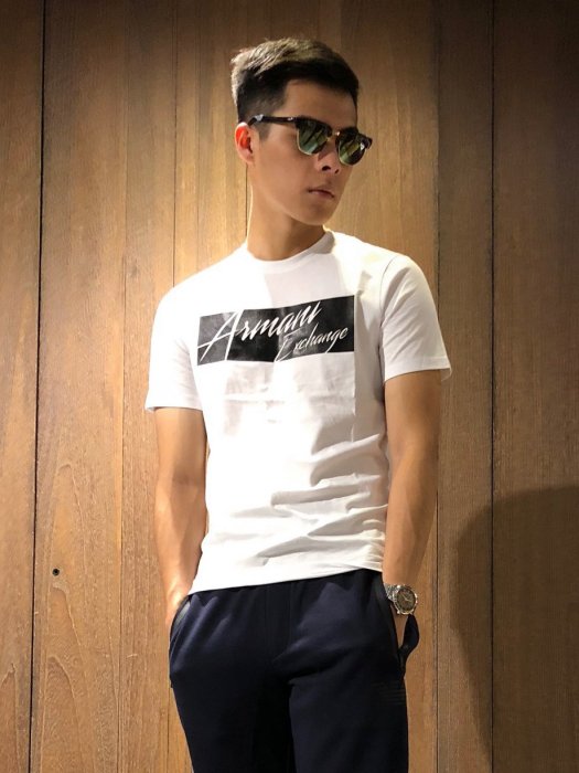 美國百分百【Armani Exchange】T恤 AX 短袖 草寫logo 上衣 T-shirt 白色 XS號 I955