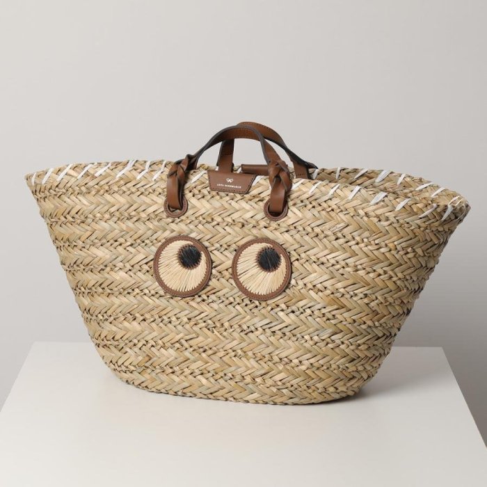 折扣預購】23春夏正品ANYA HINDMARCH Eyes Large Basket大眼睛大款草編