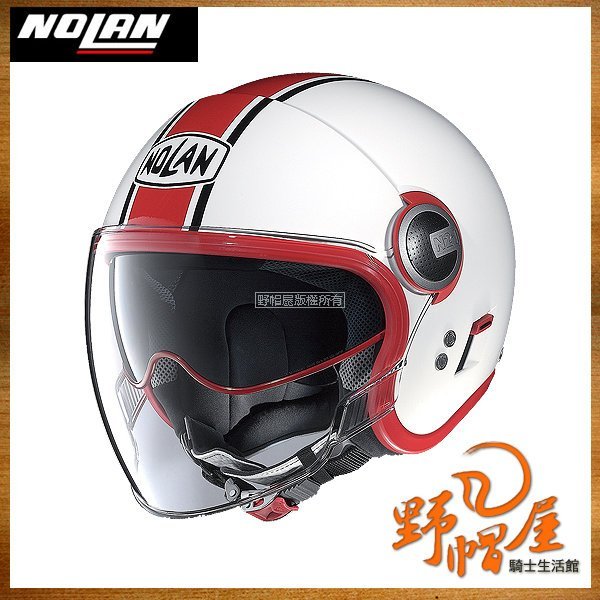 三重《野帽屋》Nolan N21 VISOR 3/4 雙D扣 安全帽 偉士牌 VESPA。DUETTO #08 白紅