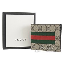 【茱麗葉精品】【全新精品】GUCCI 專櫃商品 408827 GG Supreme經典織帶印花八卡對開短夾.駝 現貨