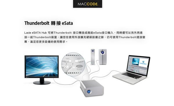 Lacie eSATA Hub  Thunderbolt To eSATA 擴充 轉接器 現貨 含稅 免運費