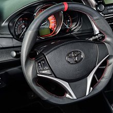 【小鳥的店】豐田 2014-17 YARIS VIOS 運動版 變形蟲 方向盤 賽車級凸點 SGS檢驗 全皮 紅環