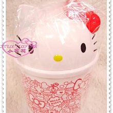 ♥小花花日本精品♥ Hello Kitty 臉頭立體開口笑造型蝴蝶結紅色好好用垃圾桶置物桶