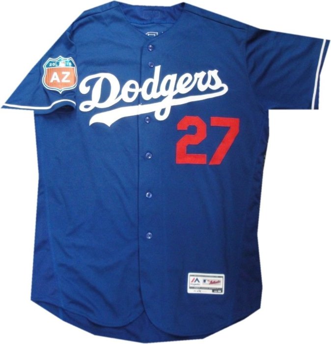 2016 MLB DODGERS #27 LOMBARD GAME ISSUED ST AZ JERSEY SZ 48