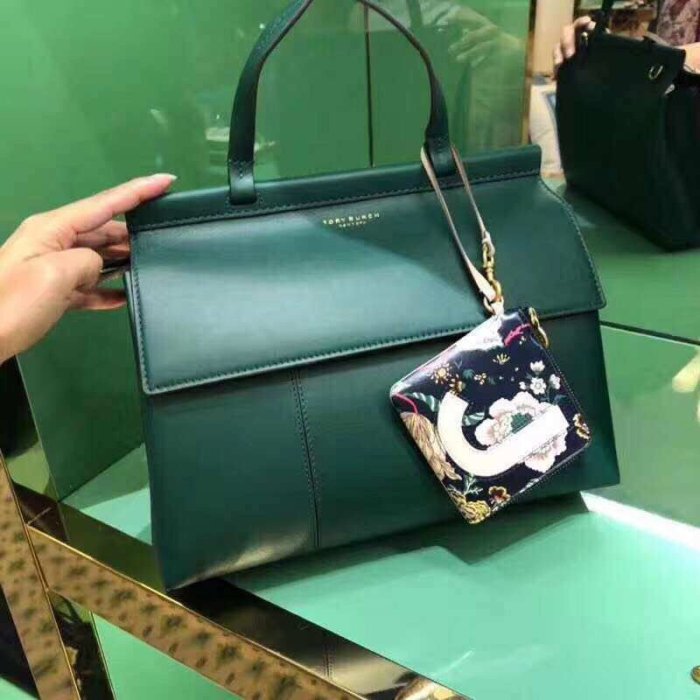 ╭☆包媽子店☆TORY BURCH BLOCK-T Satchel 牛皮手提斜挎包 大號款