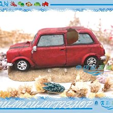 【~魚店亂亂賣~】JQ037A伊士達ISTA飾品造景裝飾15.5X10.5x7cm紅色小汽車(可接打氣吐泡泡)