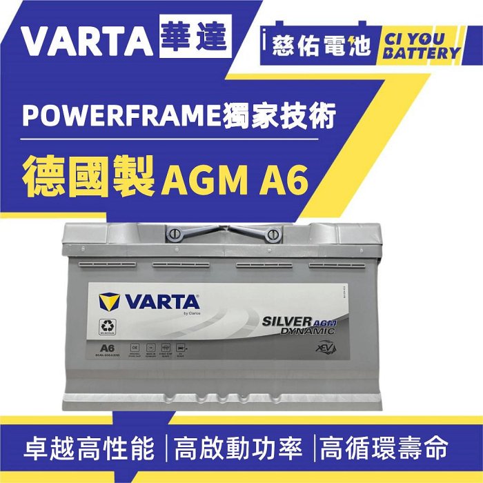 🔹慈佑電池🔹華達VARTA | 德國製造原裝進口｜ 啓停電瓶 AGM A5-95AH A6-80AH A7-70AH