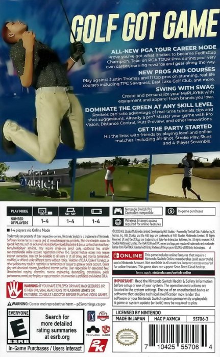 【全新未拆】任天堂 SWITCH NS 美國職業高爾夫球巡迴賽 2021 PGA TOUR 2K21 GOLF 中文版