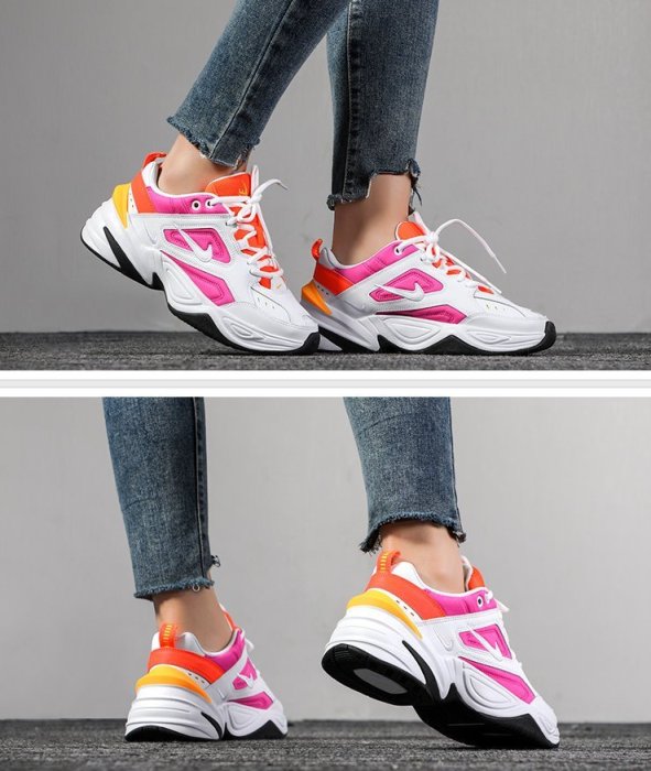 =CodE= NIKE W M2K TEKNO 復古皮革慢跑鞋(白桃紅橘) AO3108-104 老爹鞋 NEON 女