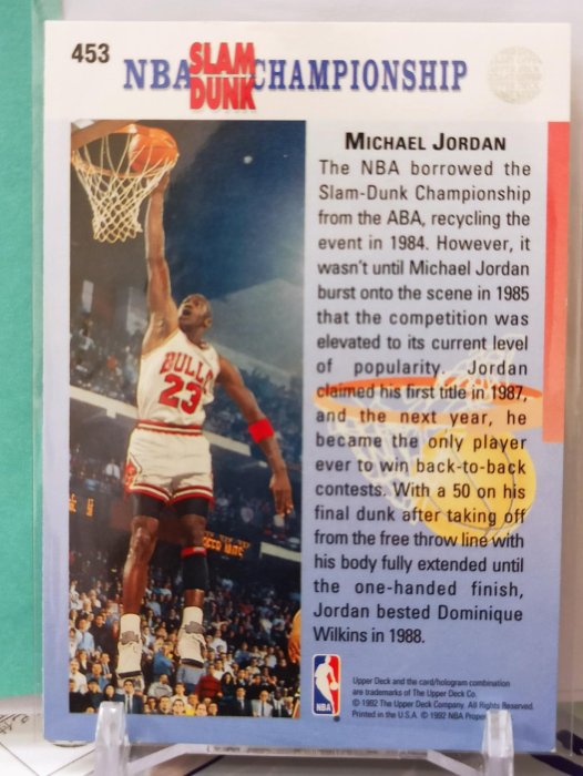 1992 UD upper deck In your face #453 Michael Jordan NBA slam dunk championship