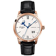 GLASHUTTE ORIGINAL 格拉蘇蒂 議員卓越系列 40mm 月相 18K金 鱷魚皮錶帶 機械錶 1-36-04-02-05-61