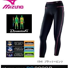 ~有氧小舖~美津濃MIZUNOZ 女用運動慢跑壓力褲 運動緊身褲 BG3000R系列 A76BP-37094 黑/桃