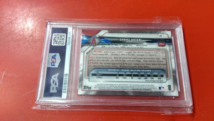 JAH】2018 Bowman【大谷翔平 Shohei Ohtani】PSA 9 RC 新人鑑定卡