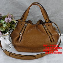 優買二手精品名牌店 BURBERRY 拉鍊 焦糖 咖啡 牛皮 格紋 帆布 抓皺 水桶包 手提包 肩背包 斜背包 NOE