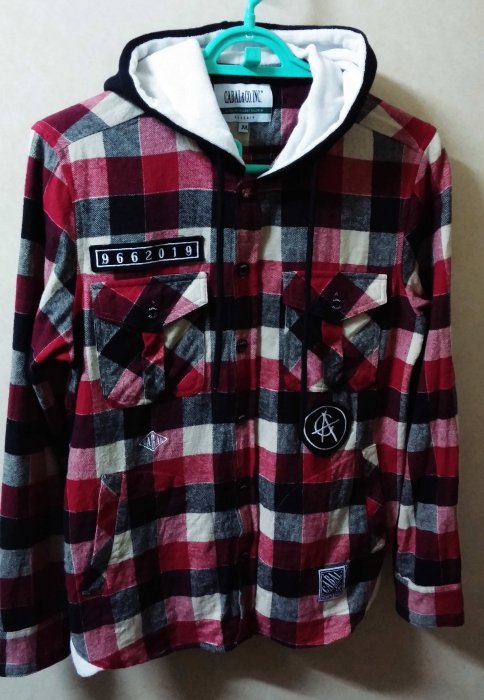 CABAL &quot; ANARCHY CHECKED SHIRT PLUS &quot; 紅 格紋 連帽 襯衫