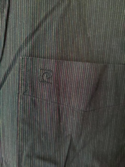 ［99go］ Pierre Cardin 黑色暗紅色 直條紋 純棉襯衫  39號