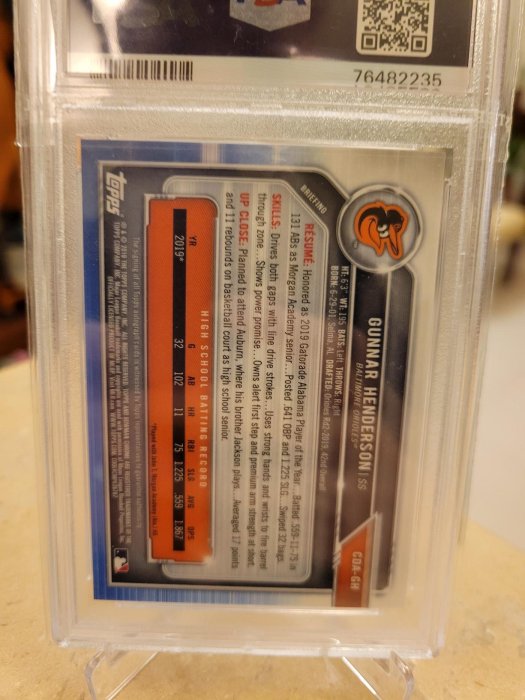 (psa10)2019 bowman draft gunnar henderson 1st新人簽 鑑定滿分 美聯mvp大熱門 暫居全壘打王 才22歲ebay漲翻