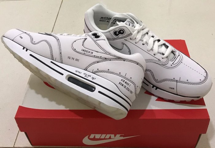 Nike AIR MAX1 SKETCH TO SHELF CJ4286-100 白手稿 全白 聯名全新 尺寸US7=25cm