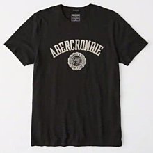 A&F Abercrombie & Fitch麋鹿 af 車繡 圓徽章 現貨 短T T恤 黑色