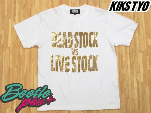 BEETLE KIKS TYO TEE DEAD STOCK LIVE STOCK 經典 基本 燙金字 白底 日式 L