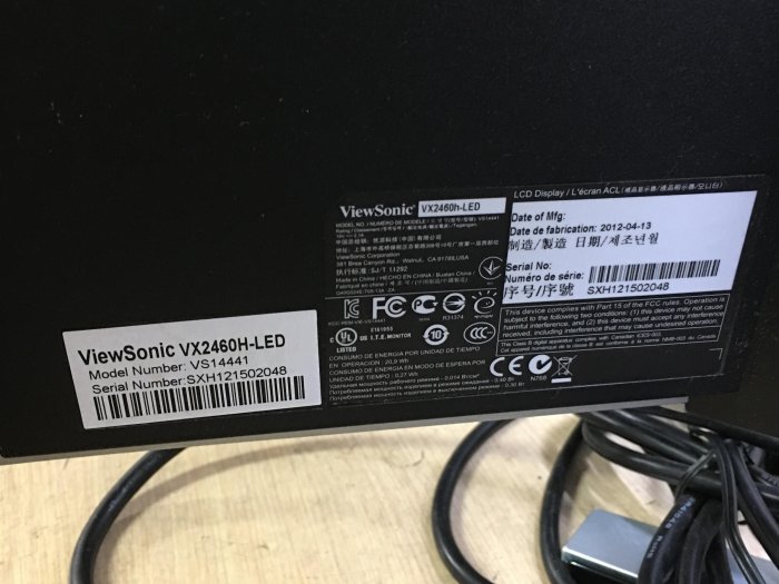 電腦雜貨店→優派 VX2460h-LED 24吋LED液晶螢幕 支援(VGA~HDMI)二手良品 $1500
