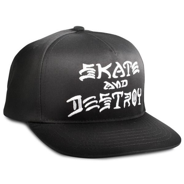 【THRASHER】Skate And Destroy Snapback帽子(黑色)