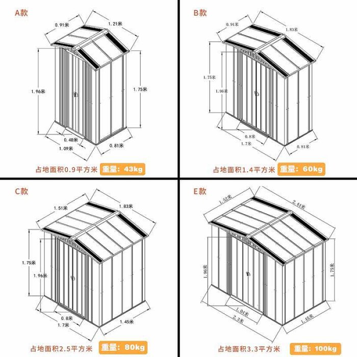 5Cgo.【宅神】戶外儲藏屋儲物櫃簡易移動儲物房庭院室外花園防雨工具房雜物收納儲藏櫃t600059964174