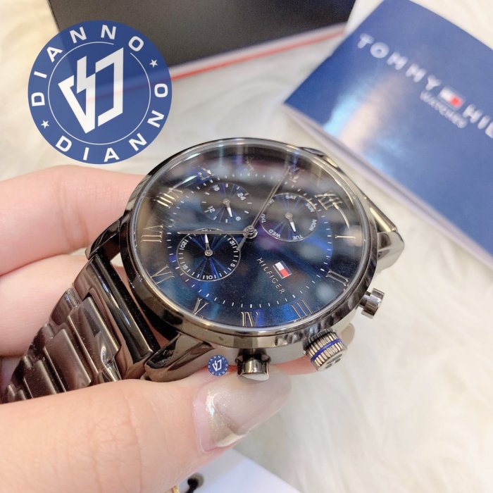 帝安諾-實體店面 Tommy Hilfiger 經典 石英 不鏽鋼 手錶 湛藍  黑色 簡約 時尚 耐看 實拍照
