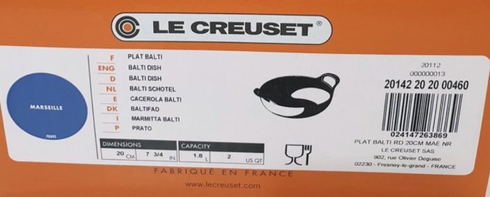 法國🇫🇷Le Creuset 巴蒂鍋 20cm 日式鑄鐵鍋 PLAT BALTI RD 20CM MAE NR 馬賽藍 另有櫻桃紅/沉靜黑