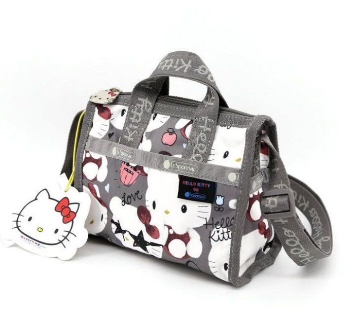 LeSportsac x Kitty 3273 灰色 凱蒂貓聯名系列 小號斜背手提防水兩用包 降落傘防水 限量 小號