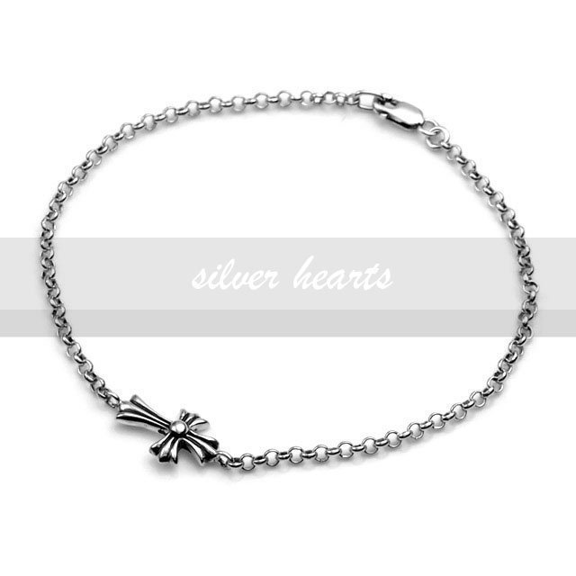 【SILVER HEARTS】Goro&#39;s Chrome Hearts 克羅心 baby fat十字架 純銀手環 手鍊