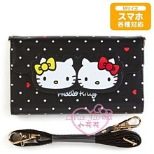 小花花日本精品♥ Hello Kitty滿版圖手機套附背帶手機保護套手機通用黑色款M 最後兩個賠售出清 00421300