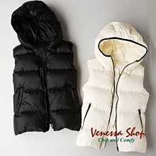 歐美 MO 秋冬新款 超值特賣 輕盈質感 溫暖羽絨連帽背心 兩色 (G491) 特價