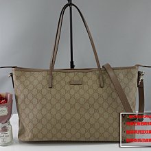 ☆優買二手精品名牌店☆ GUCCI 353437 GG LOGO 乾燥玫瑰粉字紋老花 肩背包購物包托特包斜背包手提包 近新品