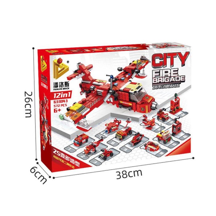 城市消防滅火飛機12合1大集合572psc/可與樂高相容組在一起/救援系列/消防系列/模型益智/活動模型積木/積木組合禮