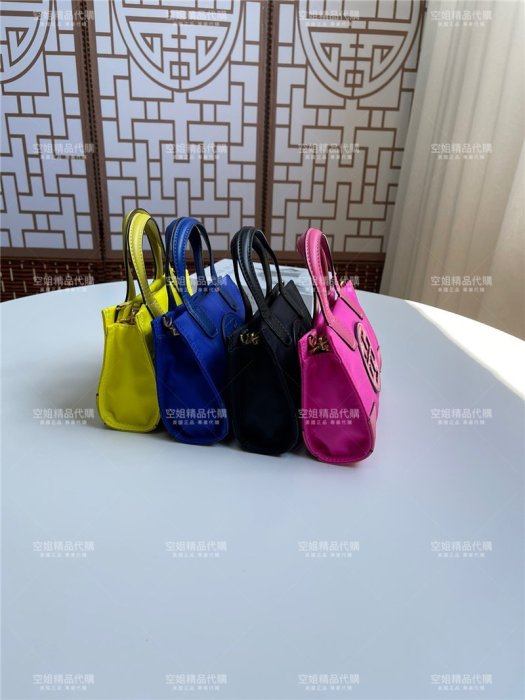 空姐代購 Tory Burch 0078 ELLA tote 尼龍布料拼牛皮 迷你號 托特包 單肩斜挎 手提女包 側背包