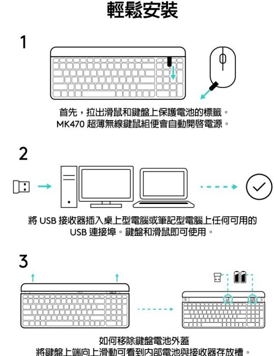 【鳥鵬電腦】logitech 羅技 MK470 纖薄無線鍵盤與滑鼠組合 米白 剪刀腳按鍵 卵石外型滑鼠 珍珠白 公司貨