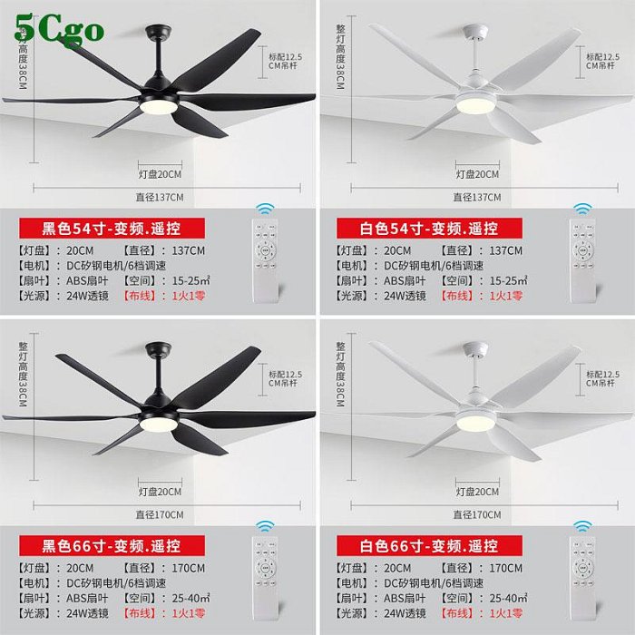 5Cgo.【宅神】大風力黑白色工業吊扇餐廳客廳美式復古電風扇家用靜音變頻風扇吊燈設計師t673521158336