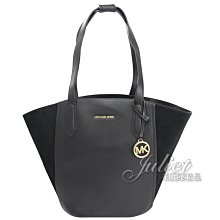 【茱麗葉精品】全新精品 MICHAEL KORS 專櫃款 PORTIA 絨面皮革拼接肩背托特包.黑 現貨