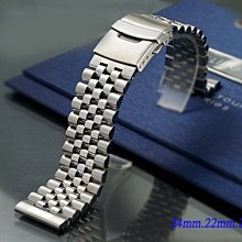 【時間探索】全新 不鏽鋼實心五珠摺疊扣-螺栓接合款金屬錶帶 ( 24mm.22mm.20mm )