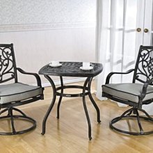 [家事達] 台灣OA-522-3 鋁合金金邊方桌+旋轉彈性休閒椅組 餐桌椅組 特價