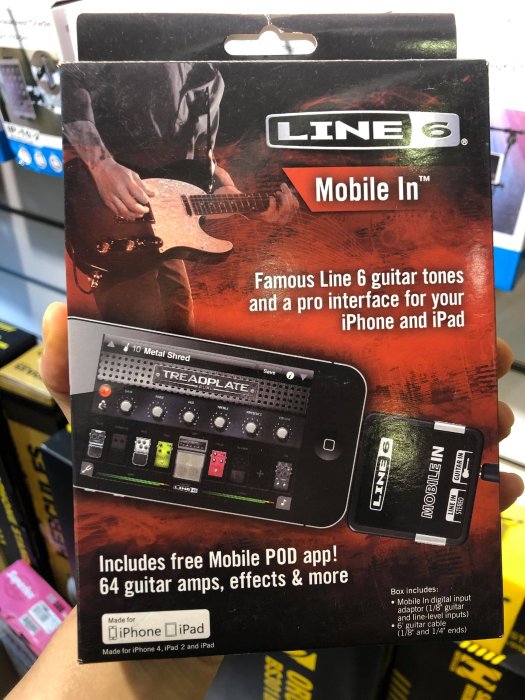 【六絃樂器】全新 LINE 6 Mobile In For Apple iPhone  iPad 適用 內含 APP 電吉他輸入介面