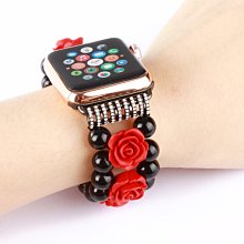 【小宇宙】新款時尚精品 獨家手工 復古 Apple Watch 1代 2代通用 38MM 42MM 珠寶玫瑰 錶帶