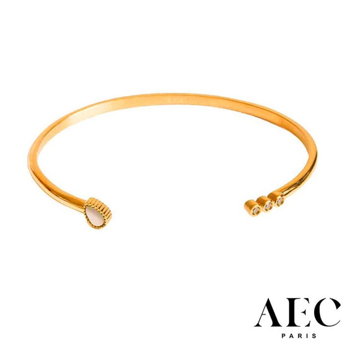 AEC PARIS 巴黎品牌 白鑽月光石手環 可調式簡約金手環 BANGLE SITA