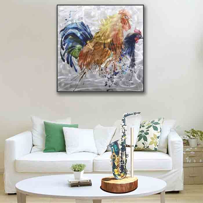 昌侑藝術畫廊 金屬畫 手繪 可愛的公雞 無框畫 抽像畫 現代藝術畫 創意畫 風水畫 客製畫 客廳裝飾畫 CHY 畫廊