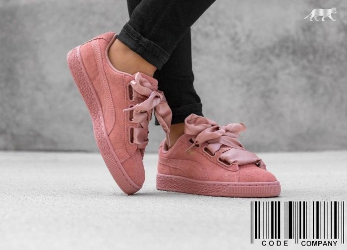 =CodE= PUMA SUEDE HEART SATIN II W 蝴蝶結緞帶麂皮休閒鞋(粉紅)364084-03 女