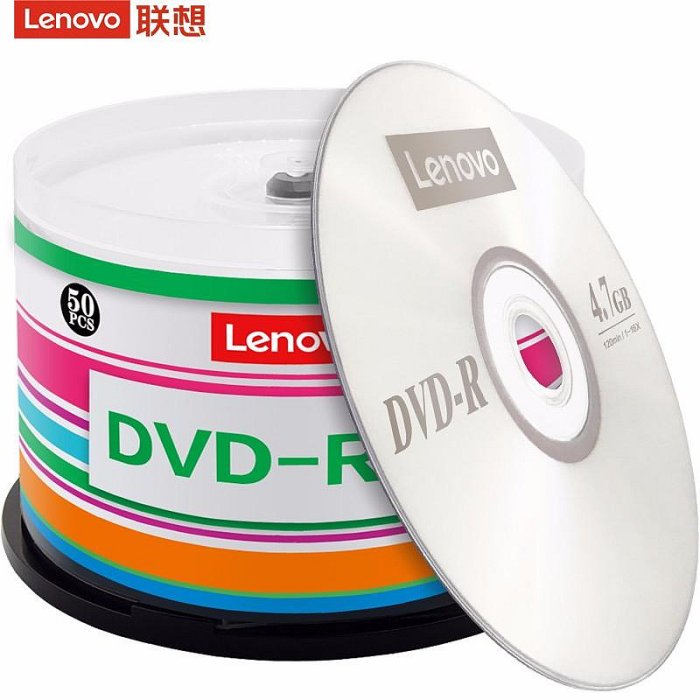 聯想DVD光盤 辦公系列DVD+R 空白光盤 刻錄盤16速 4.7GB 桶裝50片